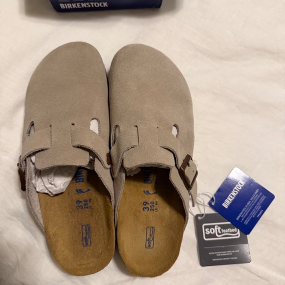 Birkenstock Boston Soft Footbed Taupe Clogs Size 39 - Picture 3 of 5